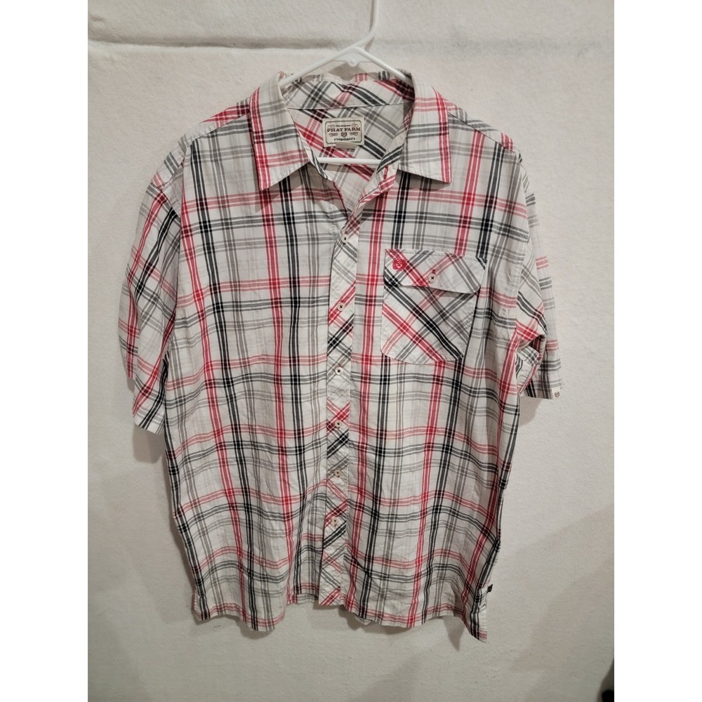 Phat‎ Farm Vintage Mens XL Short Sleeve Button Up Shirt Y2K Hip Hop Streetwear